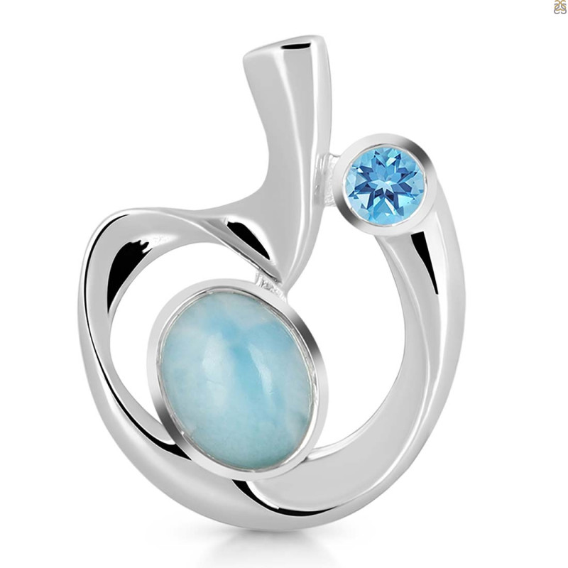 Larimar & Blue Topaz Pendant LAR-RDP-255.