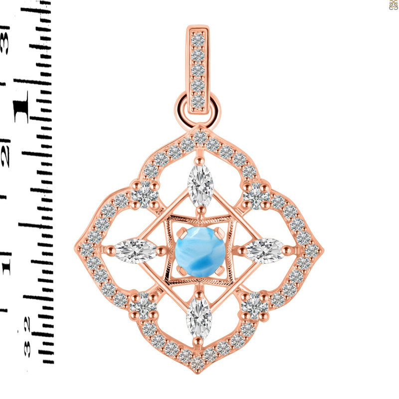 Larimar & White Topaz Pendant LAR-RDP-797-CZ-LOOP.