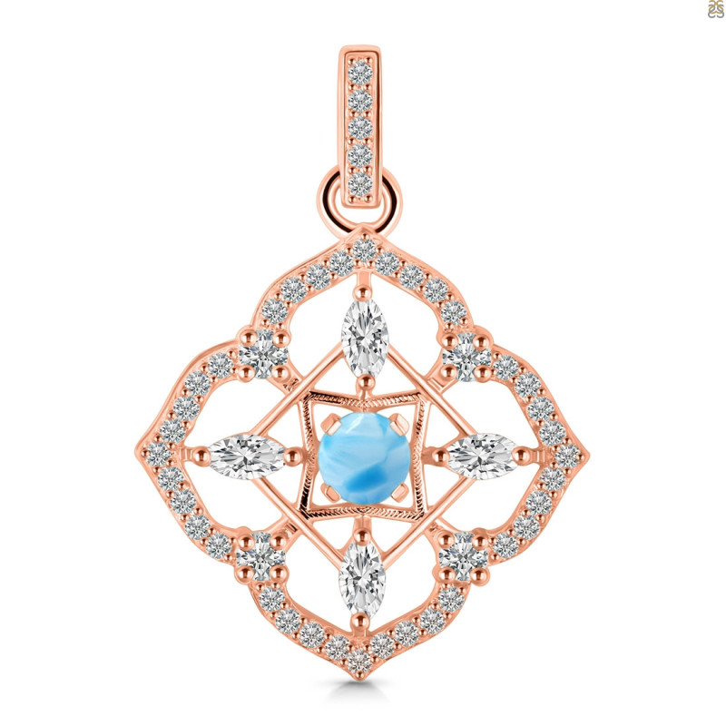 Larimar & White Topaz Pendant LAR-RDP-797-CZ-LOOP.