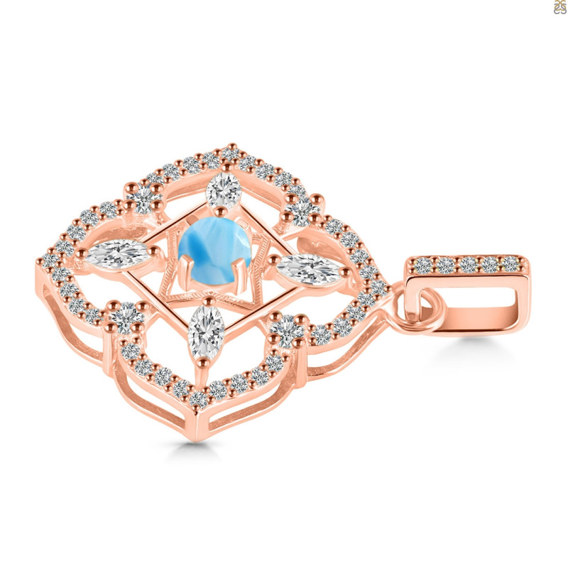 Larimar & White Topaz Pendant LAR-RDP-797-CZ-LOOP.