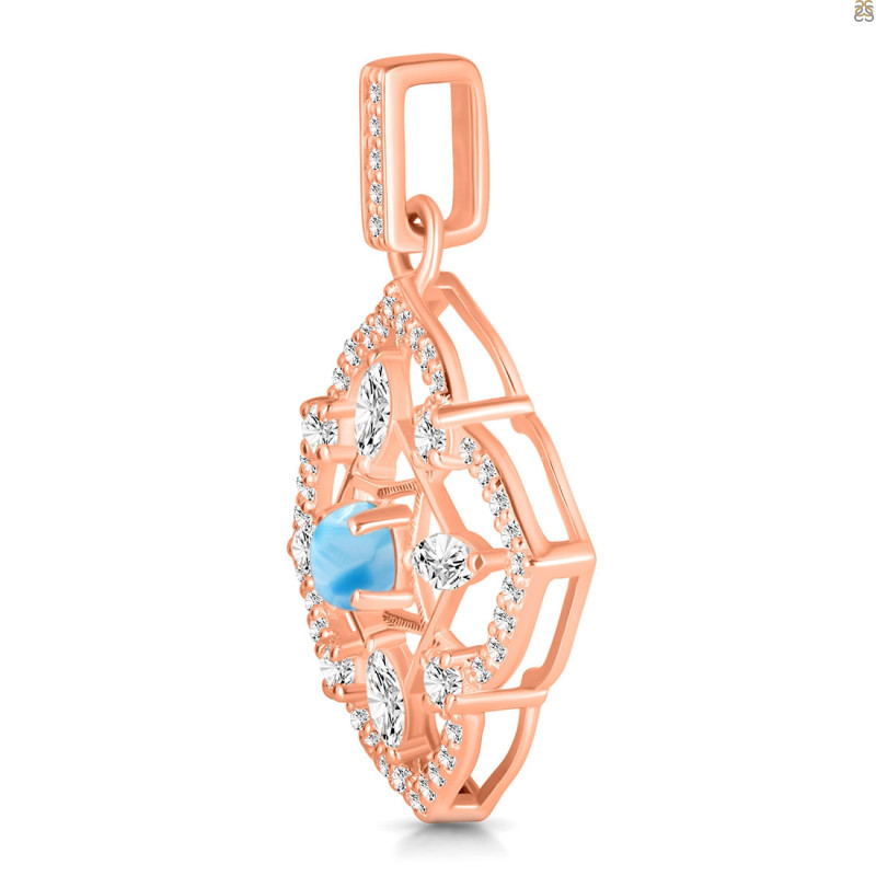 Larimar & White Topaz Pendant LAR-RDP-797-CZ-LOOP.
