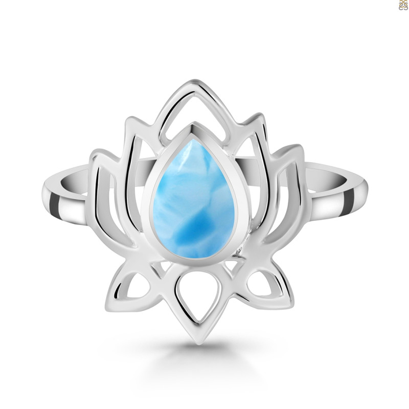 Larimar Lotus Ring LAR-RDR-1369.