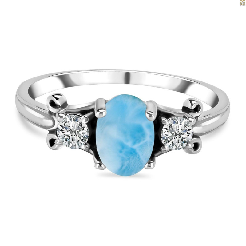 Larimar & White Topaz Ring LAR-RDR-1442.
