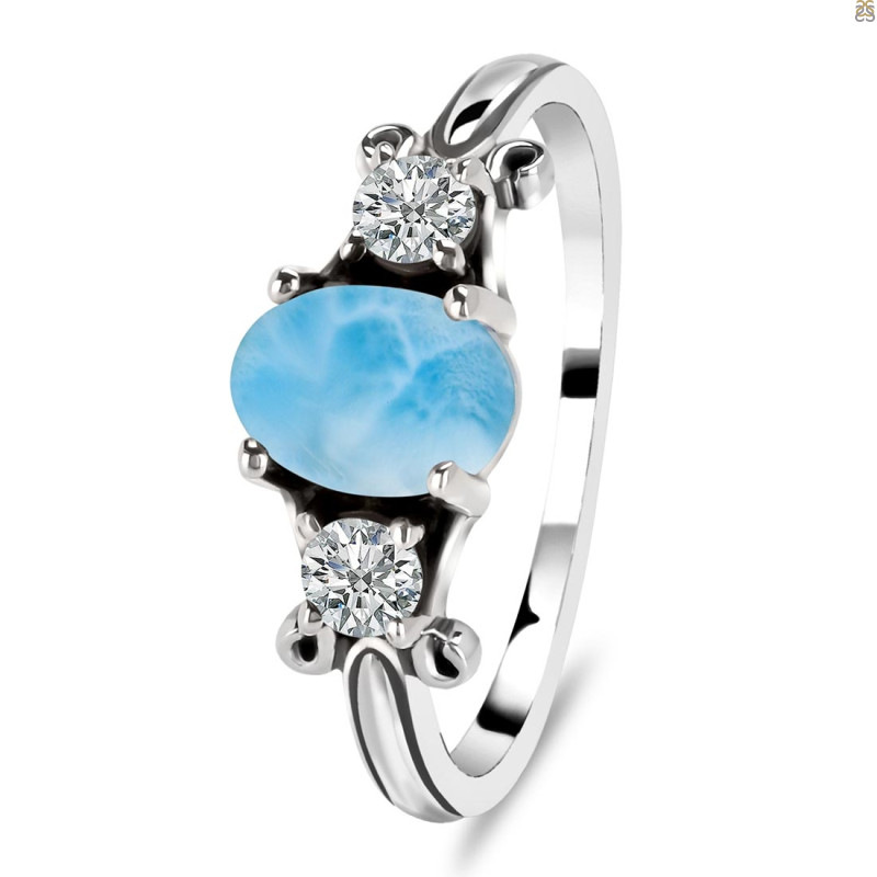 Larimar & White Topaz Ring