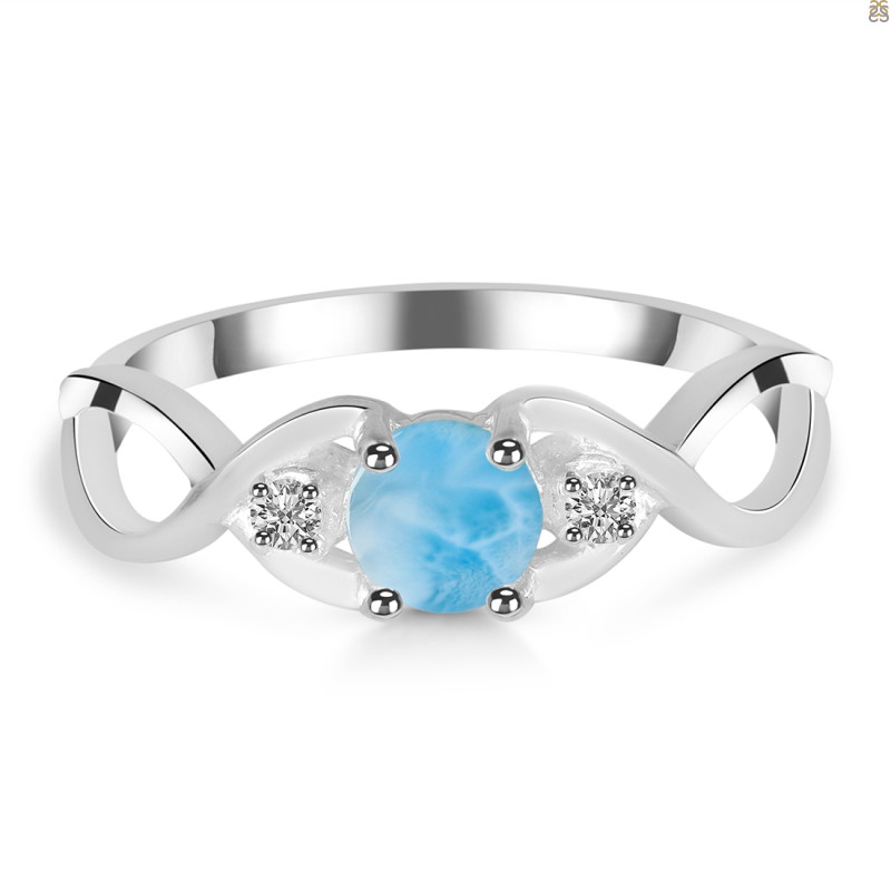 Larimar & White Topaz Ring LAR-RDR-1444.