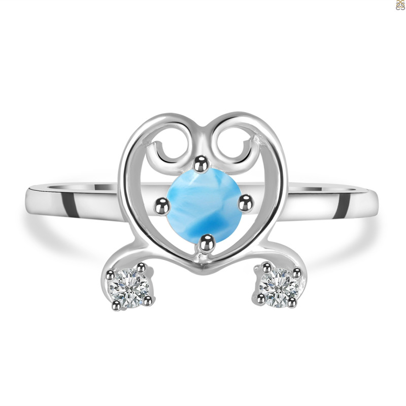 Larimar & White Topaz Ring LAR-RDR-1553.