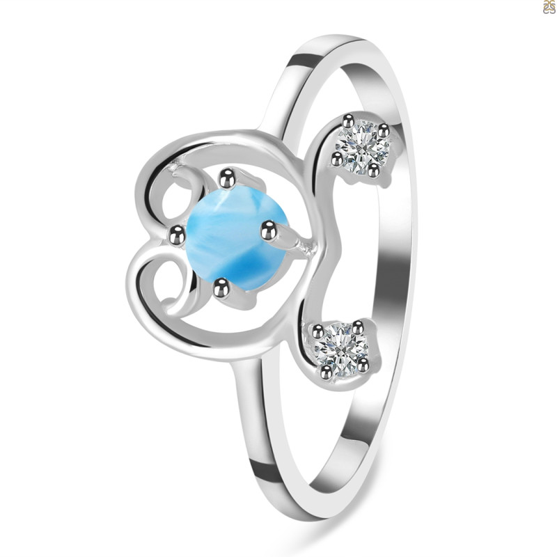 Larimar & White Topaz Ring