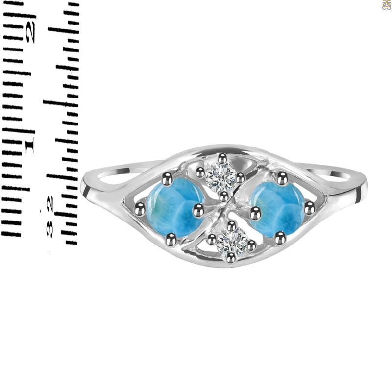 Larimar & White Topaz Ring LAR-RDR-1557.