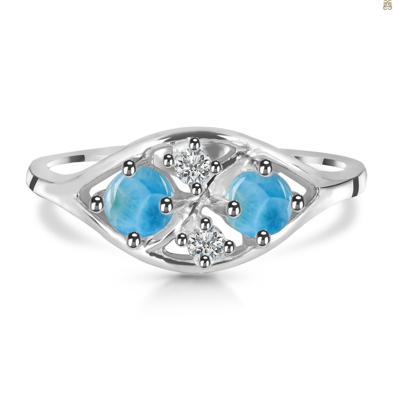 Larimar & White Topaz Ring LAR-RDR-1557.