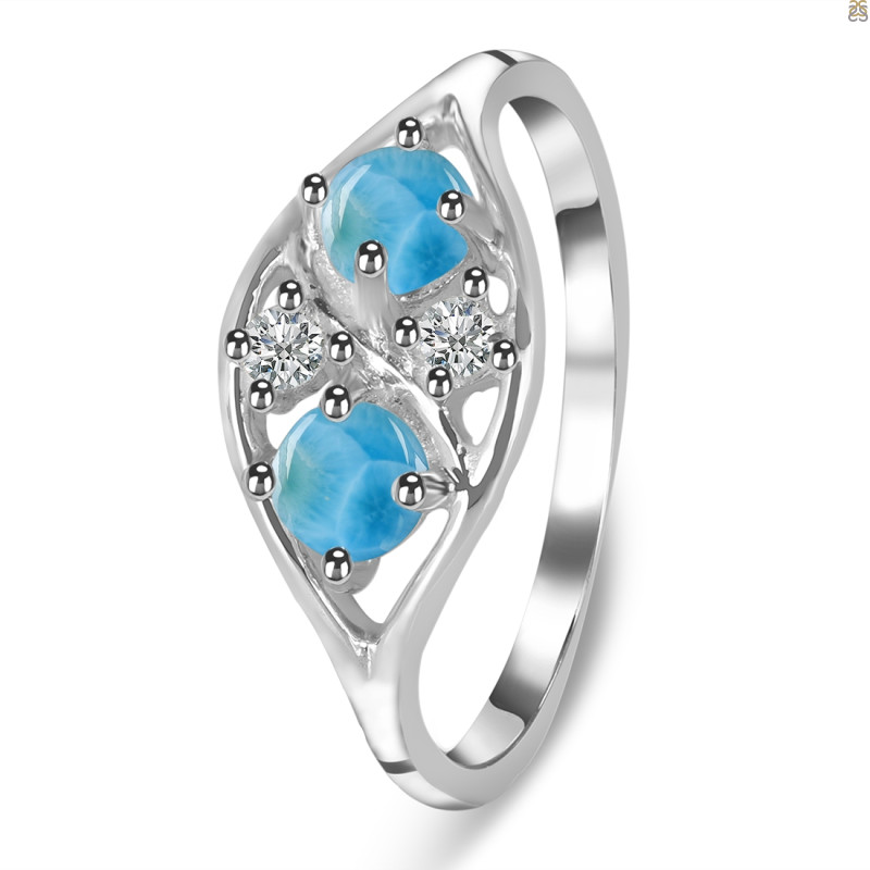 Larimar & White Topaz Ring