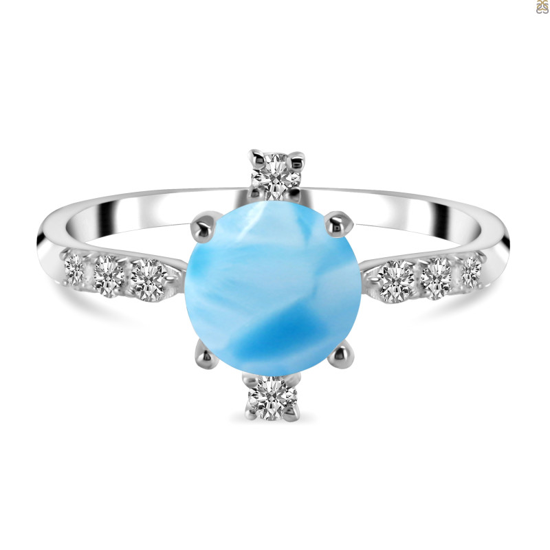 Larimar & White Topaz Ring LAR-RDR-1621.