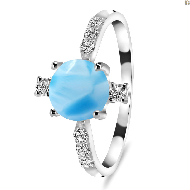 Larimar & White Topaz Ring