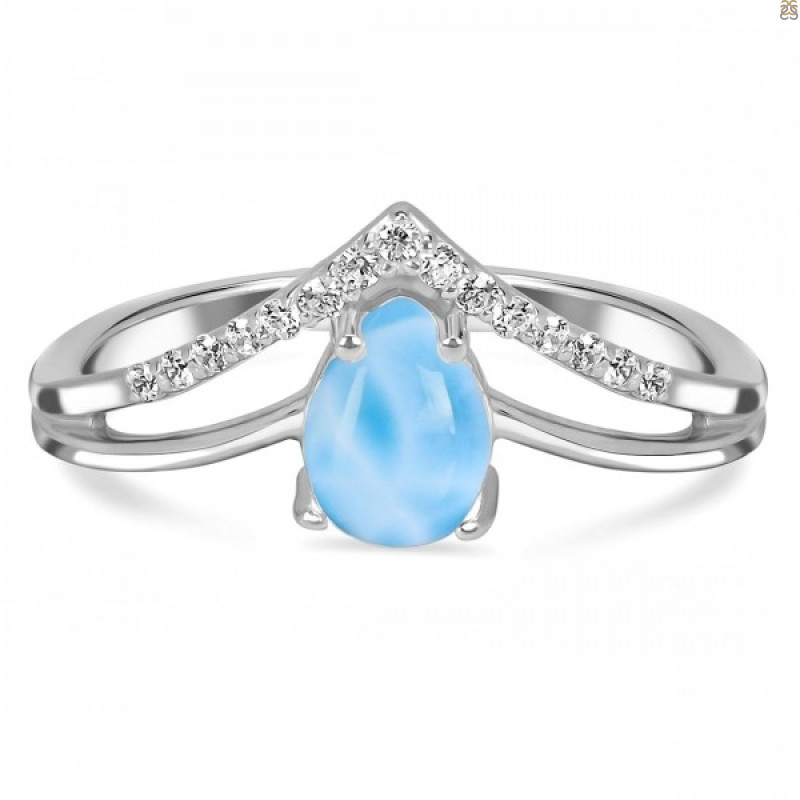 Larimar & White Topaz Ring LAR-RDR-1716.