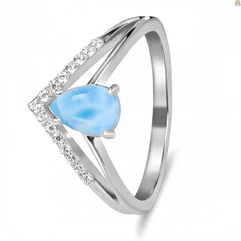 Larimar & White Topaz Ring