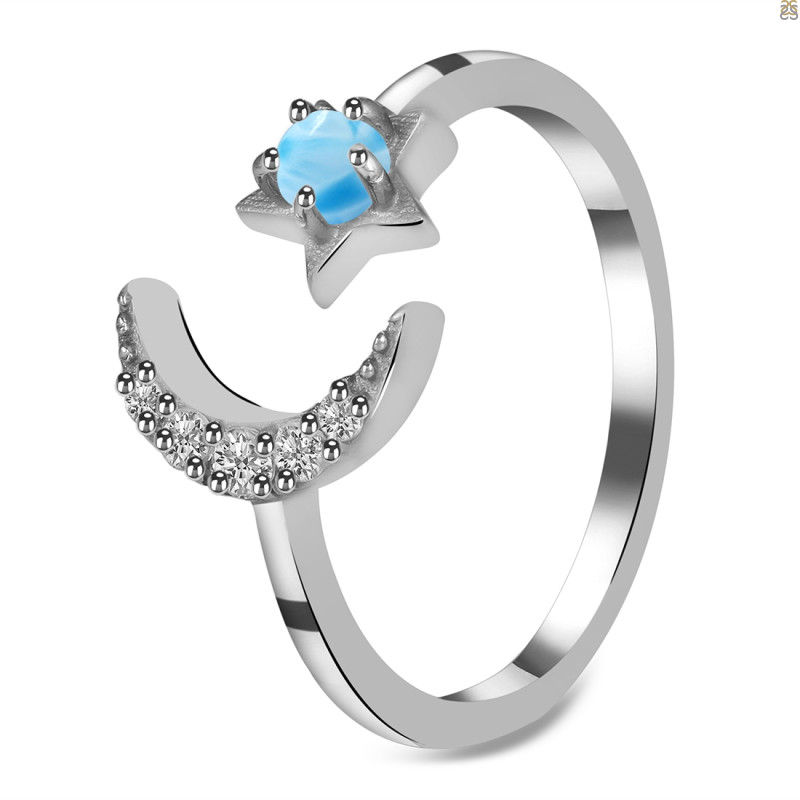 Larimar & White Topaz Ring