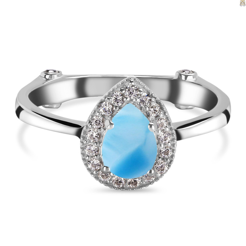Larimar & White Topaz Ring LAR-RDR-1804.