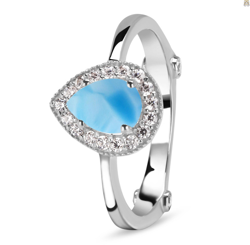 Larimar & White Topaz Ring LAR-RDR-1804.
