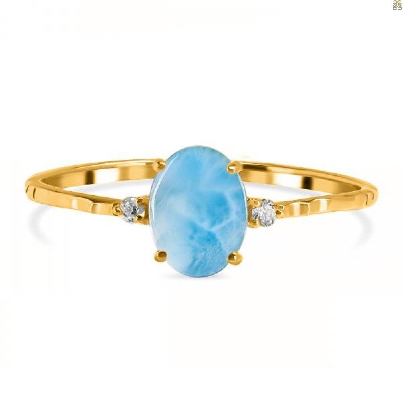 Larimar & White Topaz Ring LAR-RDR-1938-A.