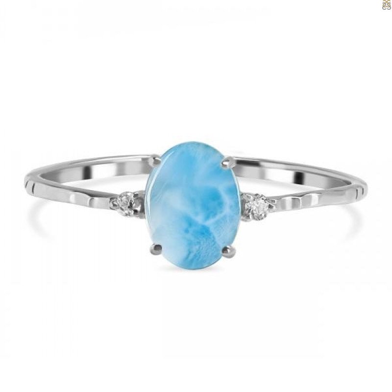 Larimar & White Topaz Ring LAR-RDR-1938-A.
