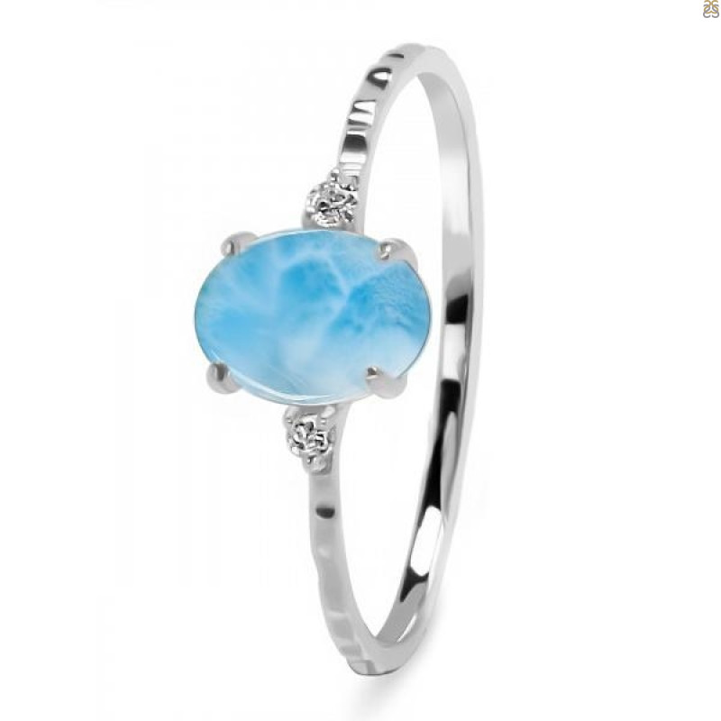 Larimar & White Topaz Ring