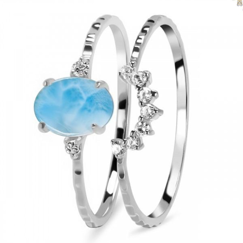 Larimar & White Topaz Ring