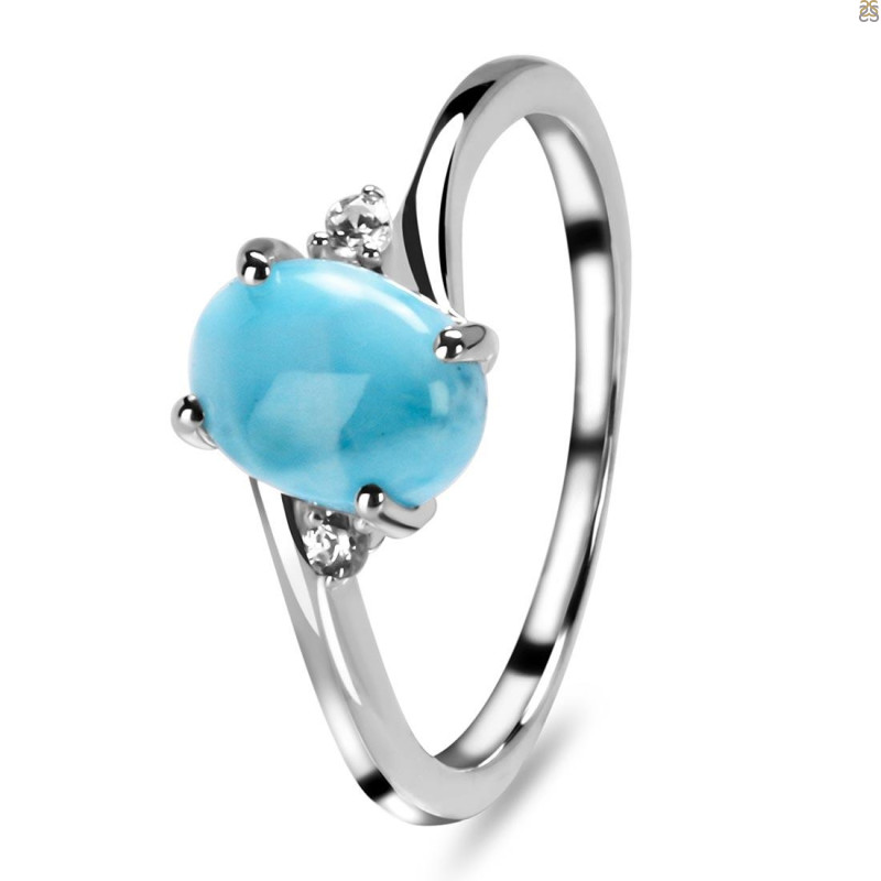 Larimar & White Topaz Ring