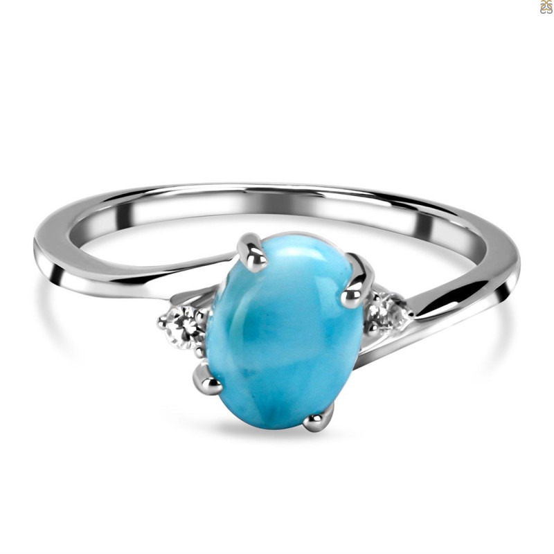 Larimar & White Topaz Ring LAR-RDR-209.