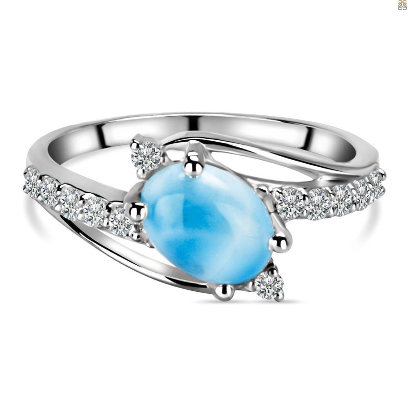 Larimar & White Topaz Ring LAR-RDR-215.