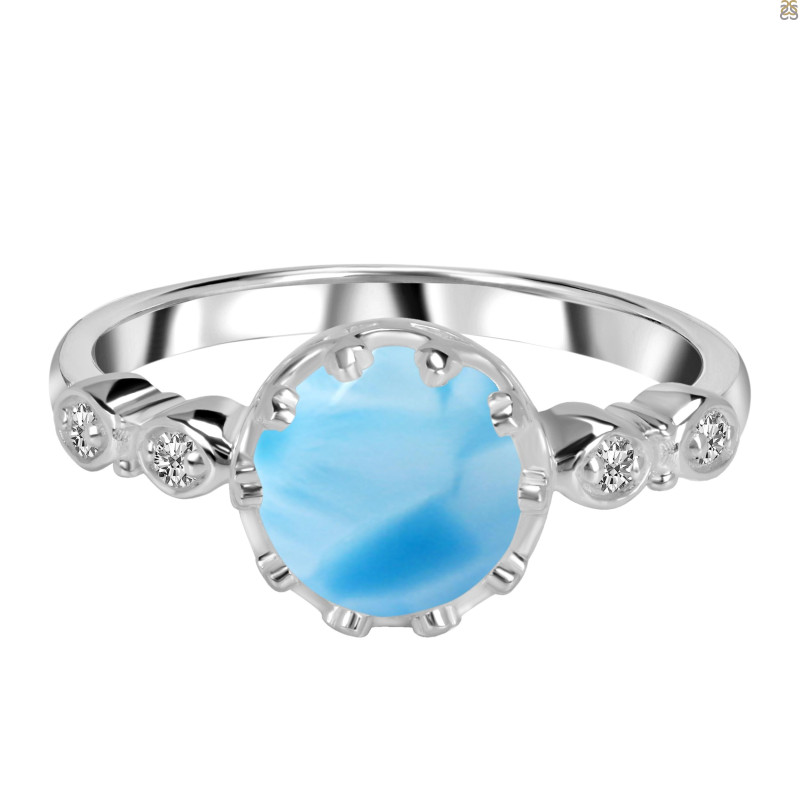 Larimar & White Topaz Ring LAR-RDR-2197.