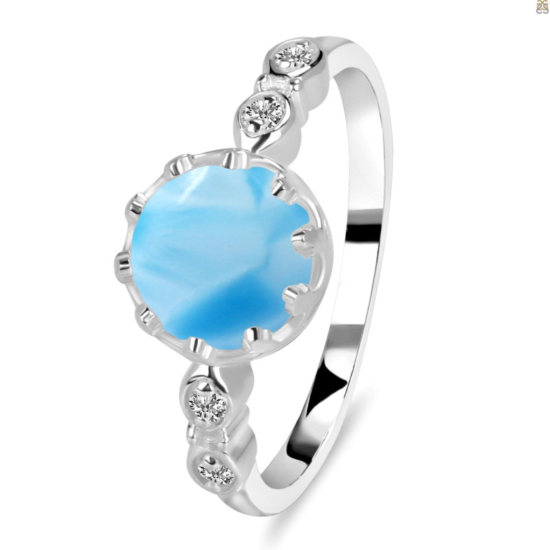 Larimar & White Topaz Ring