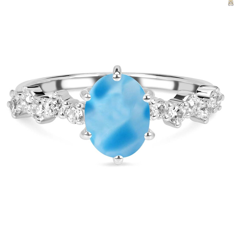 Larimar & White Topaz Ring LAR-RDR-2241.