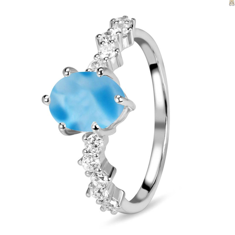 Larimar & White Topaz Ring