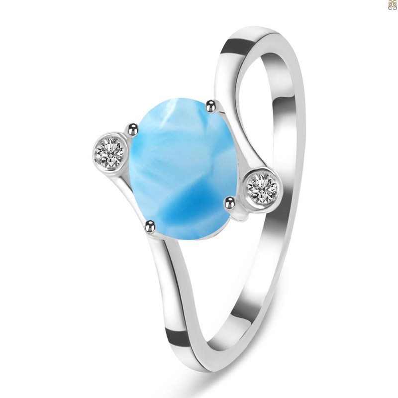 Larimar & White Topaz Ring