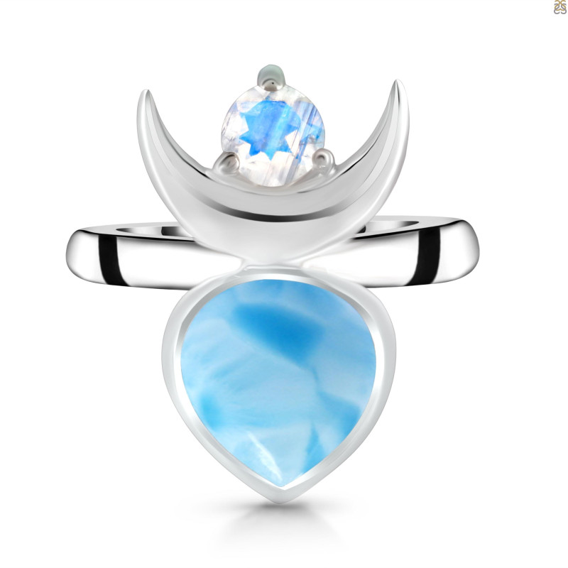 Larimar & Moonstone Ring LAR-RDR-2545.