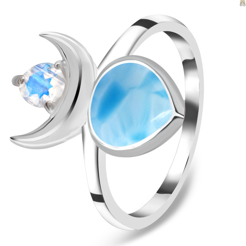 Larimar & Moonstone Ring LAR-RDR-2545.