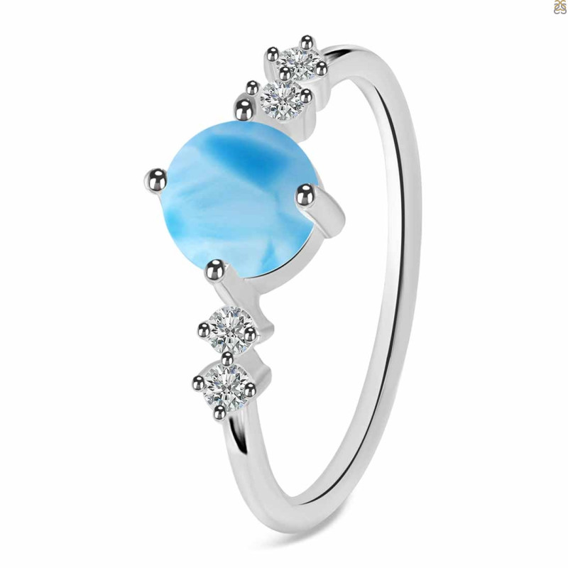 Larimar & White Topaz Ring