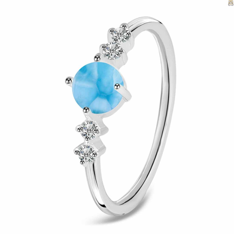 Larimar & White Topaz Ring