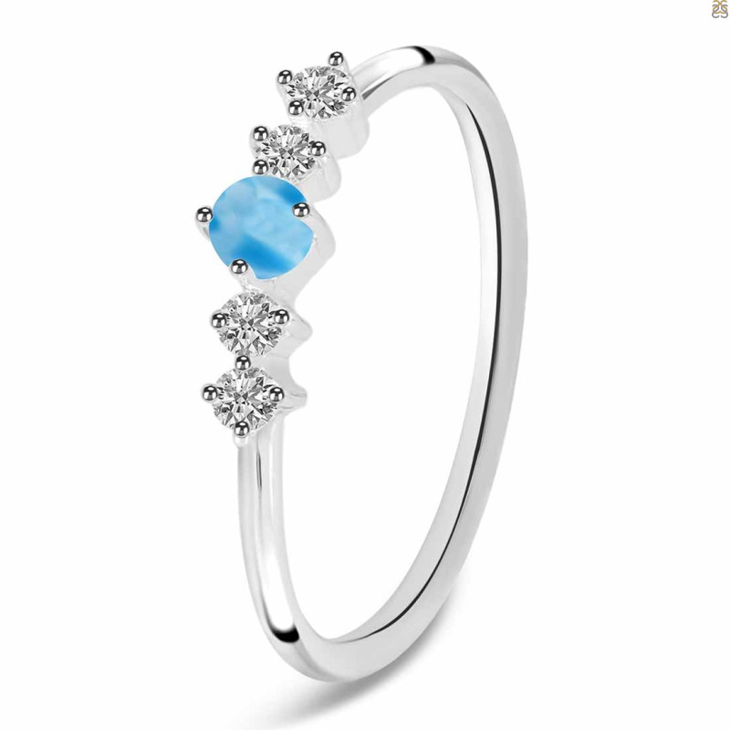 Larimar & White Topaz Ring