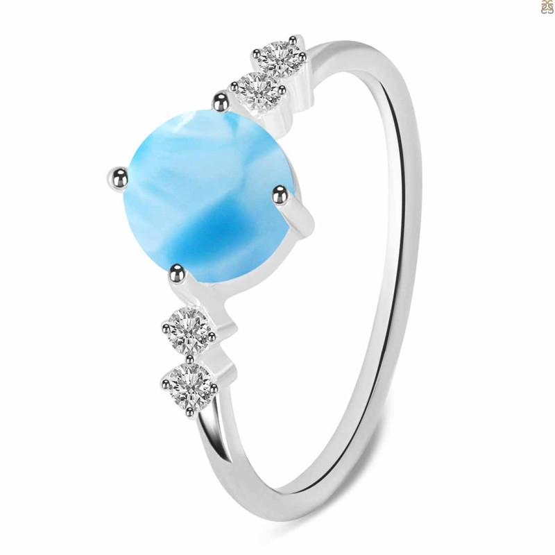 Larimar & White Topaz Ring