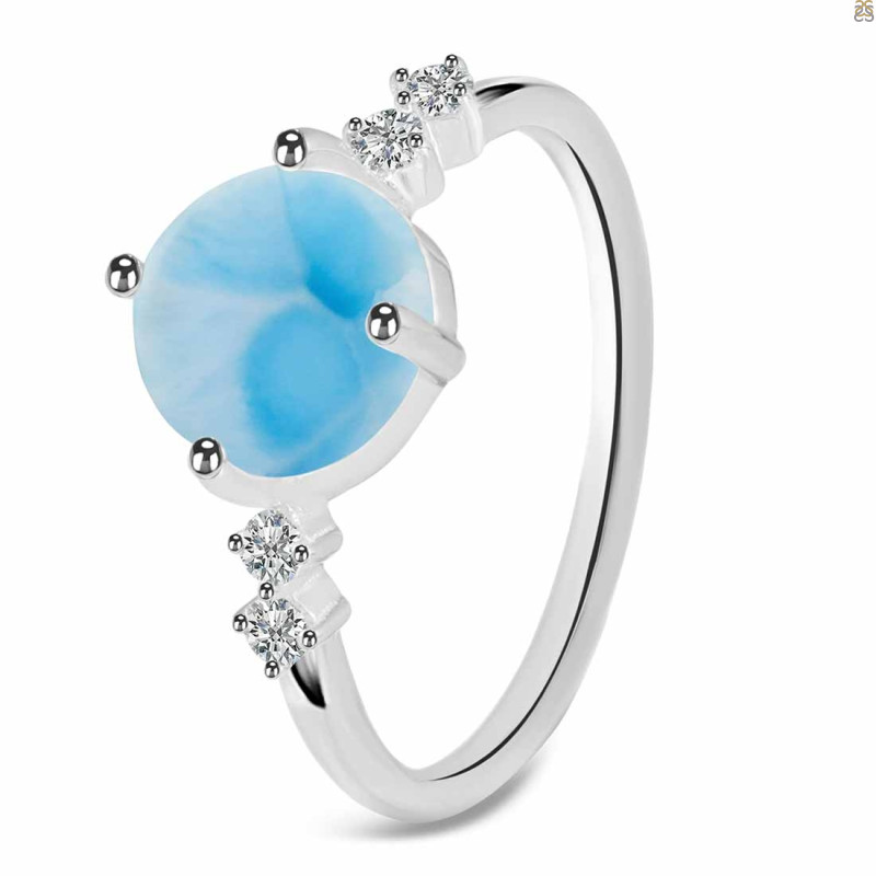 Larimar & White Topaz Ring