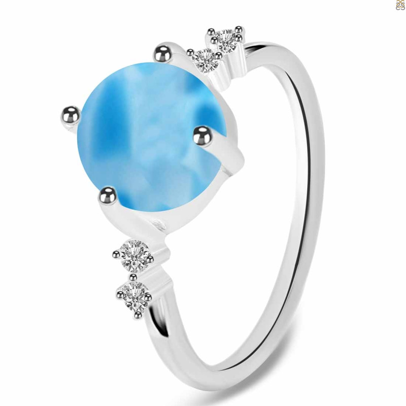 Larimar & White Topaz Ring
