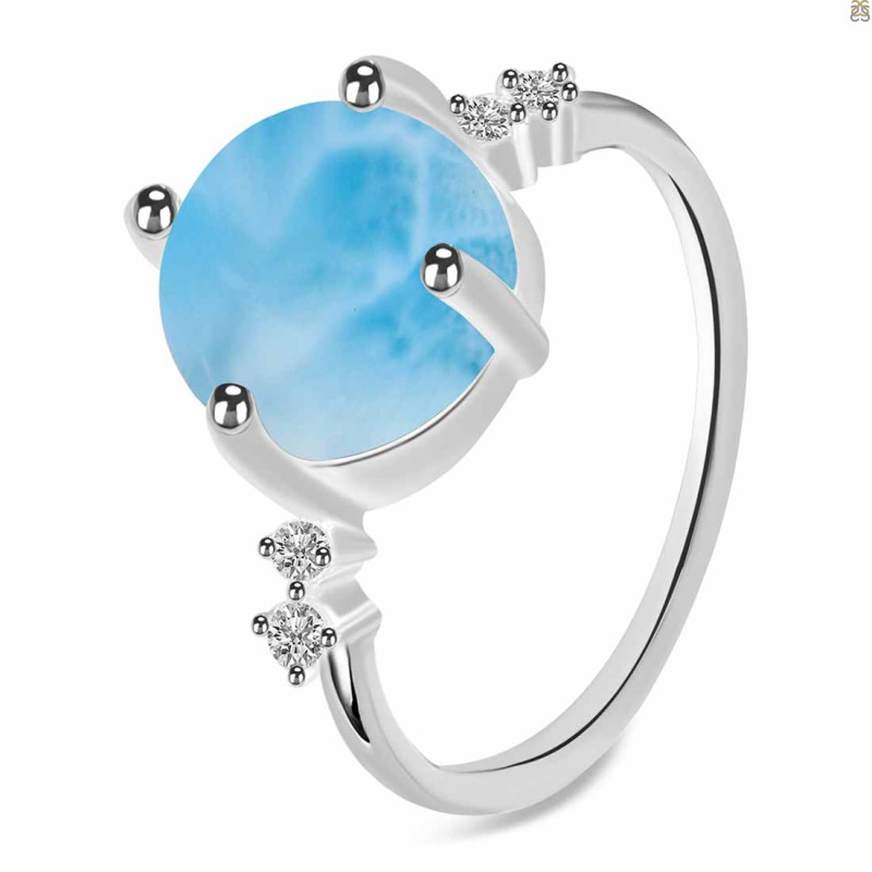 Larimar & White Topaz Ring