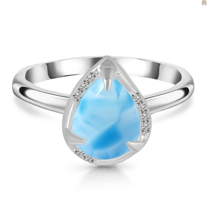 Larimar & White Topaz Ring LAR-RDR-3236.