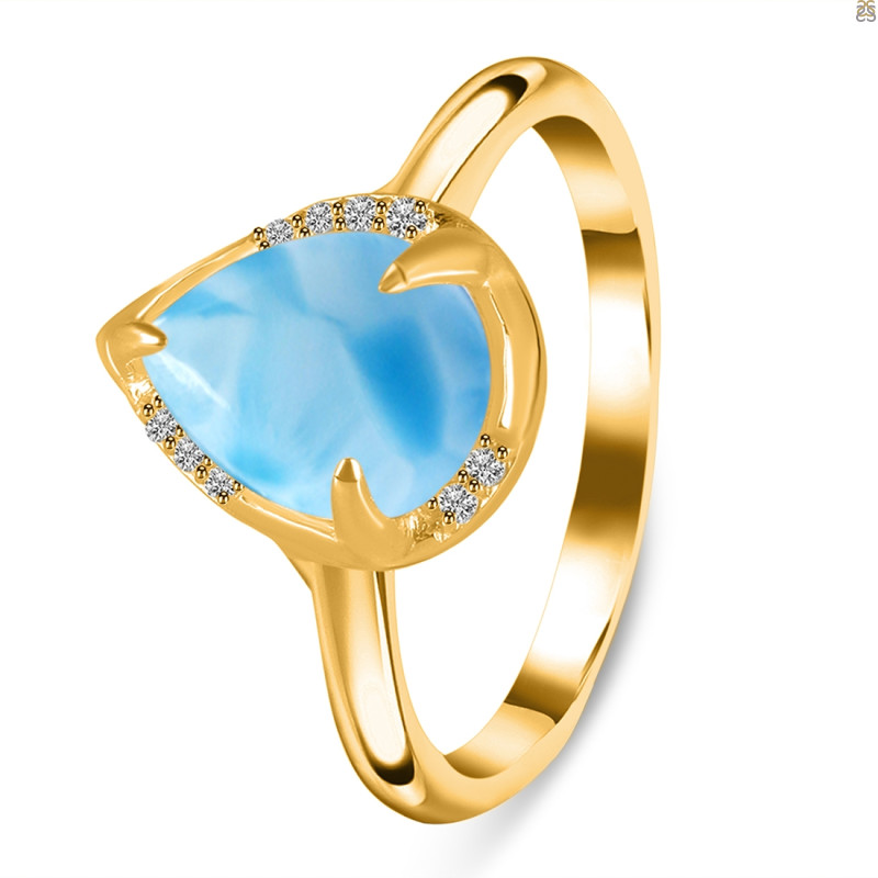 Larimar & White Topaz Ring LAR-RDR-3236.