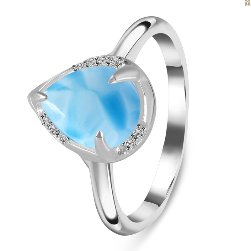 Larimar & White Topaz Ring