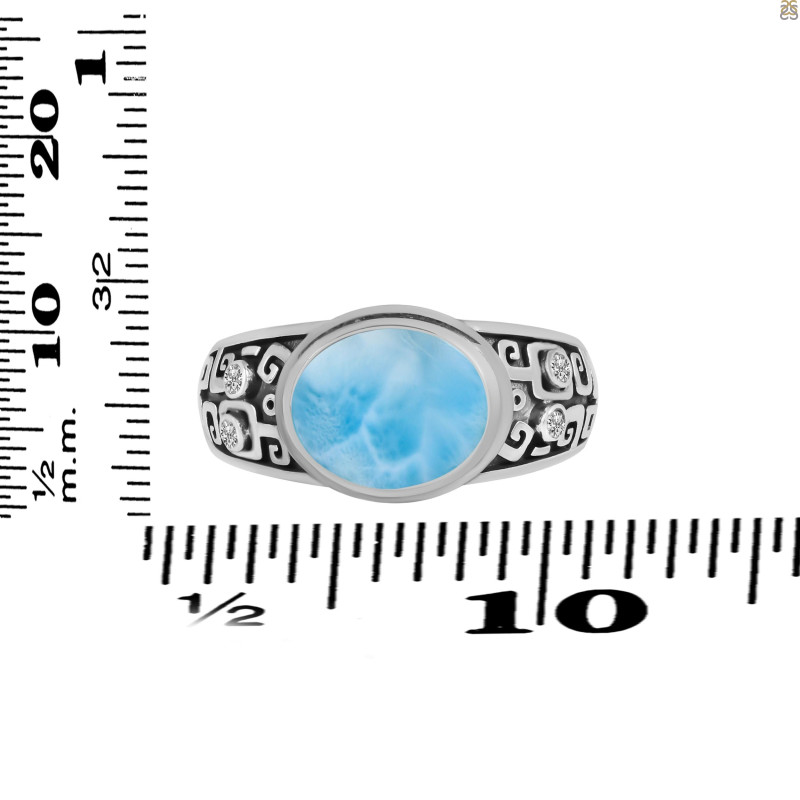 Larimar & White Topaz Ring LAR-RDR-329.