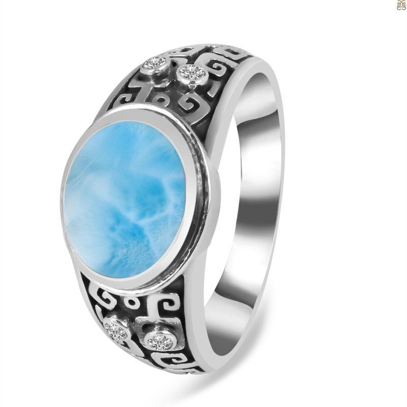 Larimar & White Topaz Ring