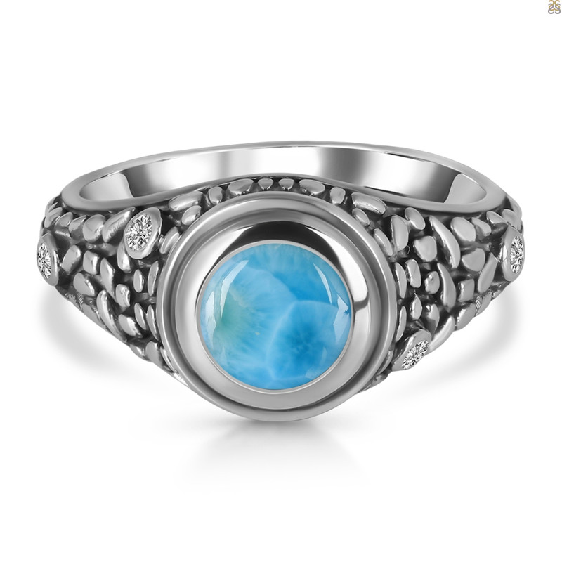 Larimar & White Topaz Ring LAR-RDR-338.