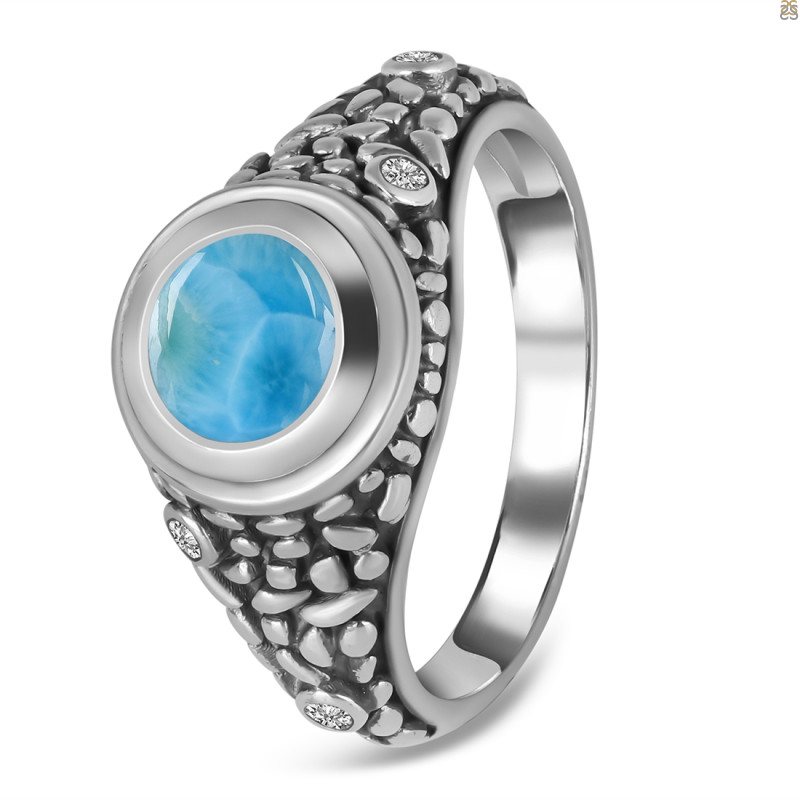 Larimar & White Topaz Ring LAR-RDR-338.