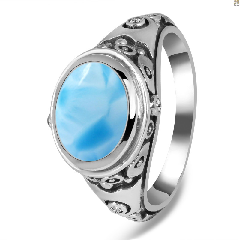 Larimar & White Topaz Ring